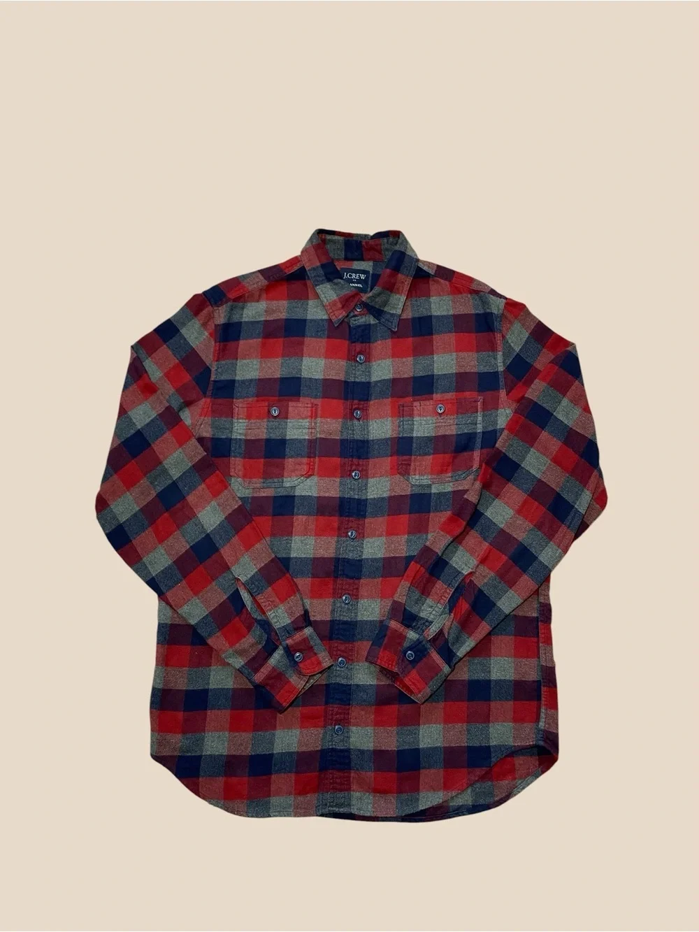 J. Crew Red, Navy & Gray Plaid Button-Down Shirt